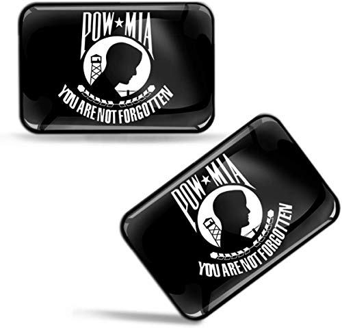 Biomar Labs® 2 x 3D Gel Pegatinas Siliconas Bandera Pow MIA Remember Flag Prisioner of War Sticker American Militar Emblema Guerra Veteranos Adhesivos Auto Coche Moto Bici Ordenador F 116