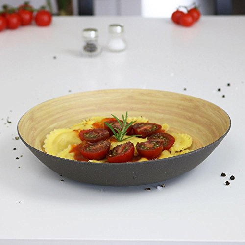 BIOZOYG Conjunto de vajilla ecológico Platos Profundos I 4 Piezas de Platos de bambú Grande 22 cm I Platos de Cena Redondo Antracita, sin BPA I Platos de Sopa Platos de Ensalada