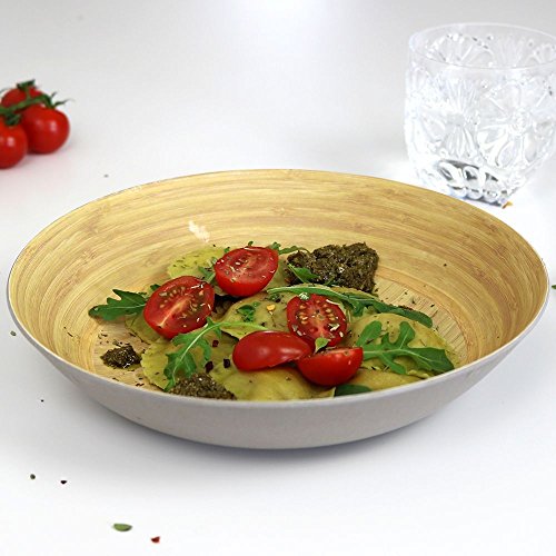 BIOZOYG Conjunto de vajilla ecológico Platos Profundos I 4 Piezas de Platos de bambú Grande 22 cm I Platos de Cena Redondo Antracita, sin BPA I Platos de Sopa Platos de Ensalada