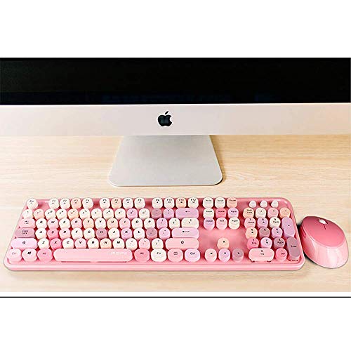 Bluetooth inalámbrico de teclado de máquina de escribir teclado compatible con Android, PC, Perfer for el hogar y la oficina Teclados lápiz labial color mezclado xuwuhz ( Color : Pink mixed color )