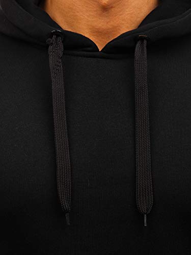 BOLF Hombre Sudadera Básica Unicolor Hoodie con Capucha J.Style 2009 Negra L [1A1]