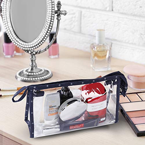 Bolsas de Cosméticos Mujer Bolsa de Maquillaje de Tocador Transparente para Viajes, 3PCS Estuche Organizador de Belleza de Plástico Impermeable para Vacaciones, Armada