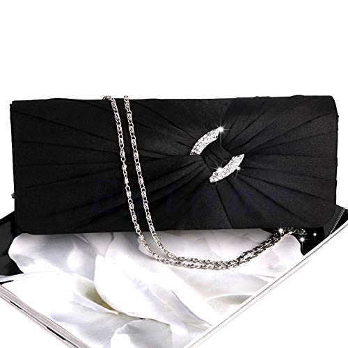 Bolsos Mujer Bolso De Embrague De Hombro Nupcial De Moda para Mujer, Bolso De Noche con Cadena De Diamantes De Imitación, Bolso Negro