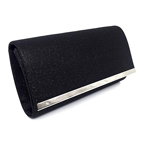 Bolsos Mujer Bolso De Noche para Mujer Bolso De Fiesta De Colores Sólidos Bolso De Boda Nupcial De Moda con Cadena Desmontable Negro