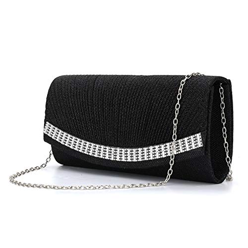 Bolsos Mujer Bolso De Noche para Mujer, Bolso De Mano para Novia, Fiesta De Graduación, sobre De Boda, Bolso De Diamantes De Imitación, Negro