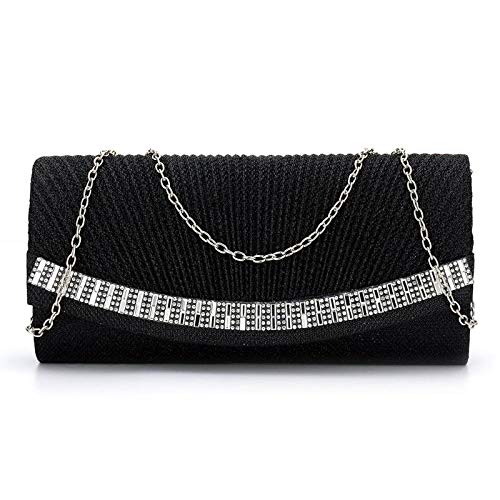 Bolsos Mujer Bolso De Noche para Mujer, Bolso De Mano para Novia, Fiesta De Graduación, sobre De Boda, Bolso De Diamantes De Imitación, Negro