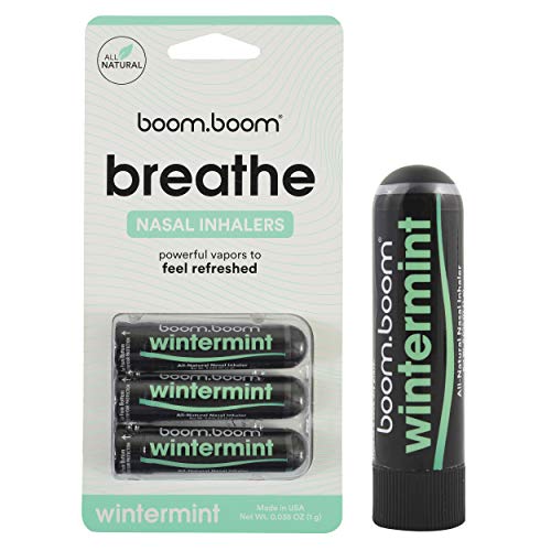 BoomBoom Inhalador nasal de aromaterapia (aumenta el enfoque y mejora la respiración) proporciona una sensación fresca y refrescante con aceites esenciales y mentol Paquete de 3 Wintermint