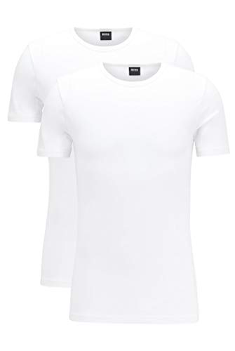 BOSS T-Shirt RN 2P CO/EL-50325407 Camiseta, Blanco (White), Large (Pack de 2) para Hombre