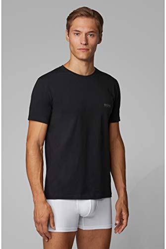 BOSS T-shirt Rn 2p Co/el Camiseta, Negro (Black 1), Small (Pack de 2) para Hombre