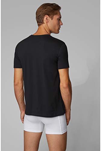 BOSS T-shirt Rn 2p Co/el Camiseta, Negro (Black 1), Small (Pack de 2) para Hombre