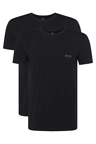 BOSS T-shirt Rn 2p Co/el Camiseta, Negro (Black 1), Small (Pack de 2) para Hombre