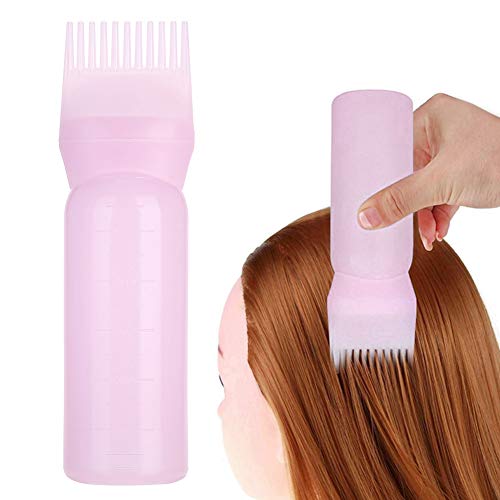 Botella de frotis para el cabello - Aplicador de peine de tinte para el cabello con champú - Herramientas esenciales para el tinte de cabello - Aplicador de peine para raíces(Rosado)