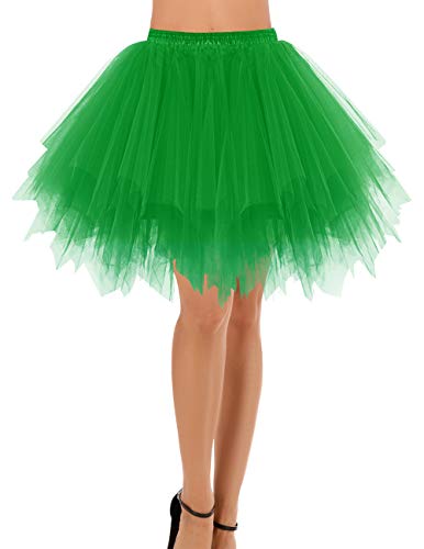 Bridesmay Mujeres Faldas Enaguas Cortas Tul Plisada Fiesta Tutu Ballet Verde XL