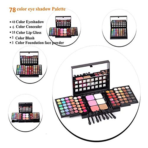 BrilliantDay 78 color paleta de sombra de ojos Blush Corrector Kit Belleza brillo de labios maquillaje Set