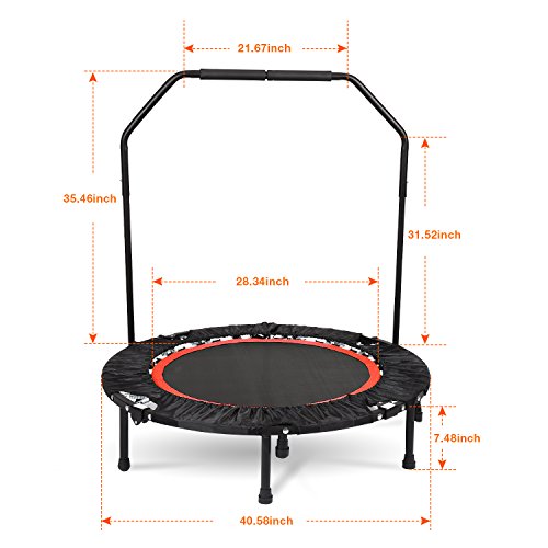 Bunao Trampolín Fitness con Mango Regulable – Cama Elástica para Adultos, Unisex 143 cm (Trampolines de interior7)