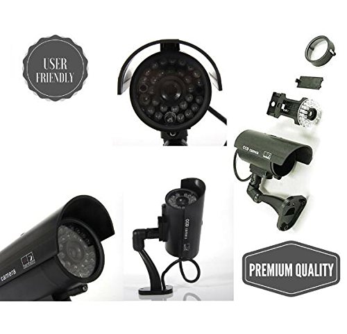 BW Cámara Seguridad Falsa Interior Exterior Calidad x 4 Intermitente Luz LED Noche