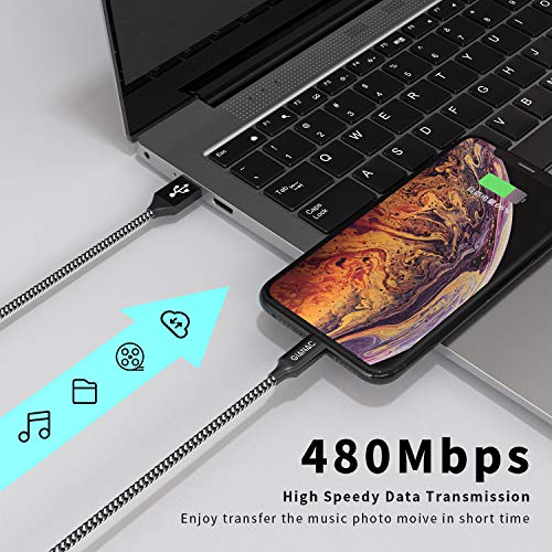 Cable Cargador iPhone, [4pack 0.3M 1M 2M 3M] MFI Cable Lightning Carga Rápida Trenzado de Nylon Cargador iPhone Compatible con Apple iPhone 11 XS MAX XR X 8 Plus 7 Plus 6S 6 Plus 5 5C SE iPad iPod