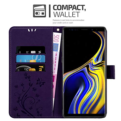 Cadorabo Funda Libro para Samsung Galaxy Note 9 en Lila Oscuro Floral – Cubierta Proteccíon en Diseño de Flor con Cierre Magnético, Función de Suporte e 3 Tarjeteros - Etui Case Cover Carcasa