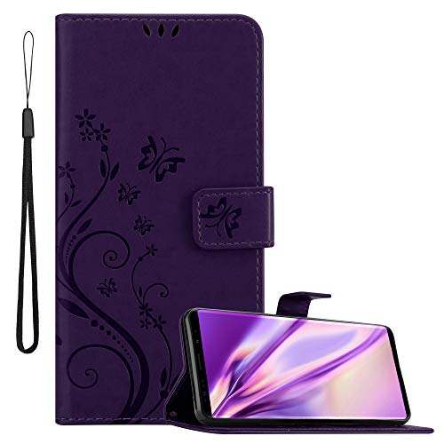 Cadorabo Funda Libro para Samsung Galaxy Note 9 en Lila Oscuro Floral – Cubierta Proteccíon en Diseño de Flor con Cierre Magnético, Función de Suporte e 3 Tarjeteros - Etui Case Cover Carcasa