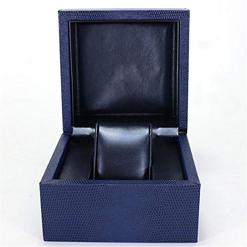 Caja de Reloj del Caso de exhibición de 1 Single PU del Reloj del Reloj del Cuero Caja de Almacenamiento para almacenar y Mostrar (Color : Blue, Size : 11.5X11.5X8.5CM)