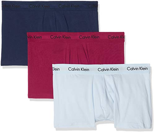 Calvin Klein 3p Low Rise Trunk Bóxer, Azul (Presidental Blue/Maggie/Vent Kju), L (Pack de 3) para Hombre