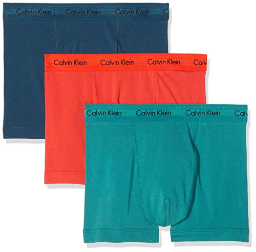 Calvin Klein 3p Trunk Bóxer, Azul (Majolica Blue/Bull Red/Raleigh Jlk), M (Pack de 3) para Hombre