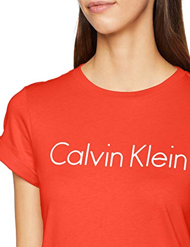 Calvin Klein S/s Crew Neck Camiseta, Rojo (Pink Mango Wm1), 38 (Talla del fabricante: Small) para Mujer