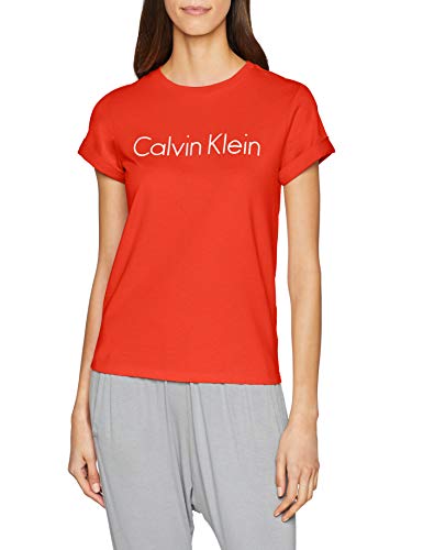 Calvin Klein S/s Crew Neck Camiseta, Rojo (Pink Mango Wm1), 38 (Talla del fabricante: Small) para Mujer