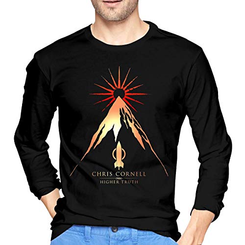 Camisetas de Manga Larga, Hombre, Camisas Casual, Ropa Deportiva, Mens Chris Cornell Higher Truth Long Sleeve T-Shirt Black