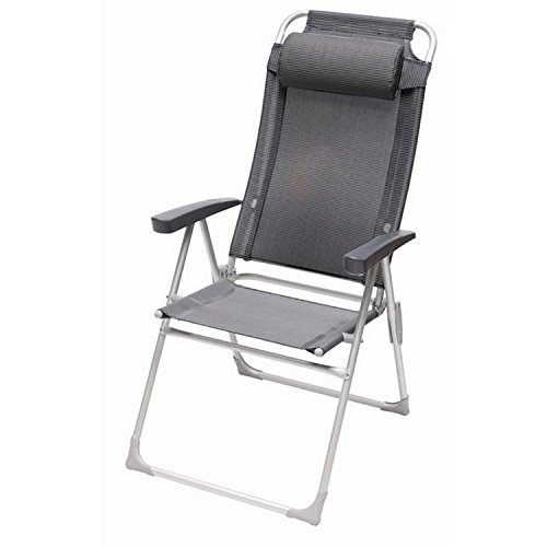 Camp 4 - Silla plegable modelo Malaga II para camping (Talla Única) (Negro/Plata)