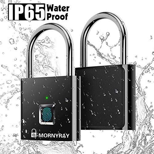 Candado Huella Dactilar Seguridad, Cerradura Electronica Sin Llave Inteligente IP65 Candado Recargable USB Antirrobo Prueba de Agua para Armario Escolar, Gimnasio, Puerta, Gabinete, Maleta (Negro)