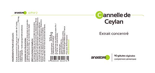 Canela de Ceilán* Antioxidante, ayuda con los problemas digestivos* 250 mg / 90 cápsulas * Reduce el nivel de glucosa en sangre * Fabricado en FRANCIA