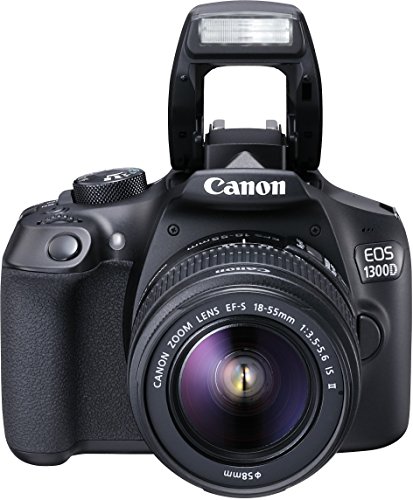 Canon EOS 1300D - Cámara réflex de 18 Mp (pantalla de 3", Full HD, 18-55 mm, f/1.5-5.6, NFC, WiFi), color negro - Kit con objetivo EF-S 18-55 mm f/3.5-5.6 IS II (versión importada)