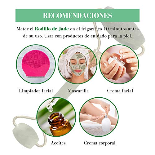 CASHWER Limpiador Facial Masajeador y Rodillo De Jade 100% Natural Cepillo de Limpieza Electrico Silicona Exfoliador Waterproof Cuidado de la piel Antienvejecimiento Recargable Para Regalo