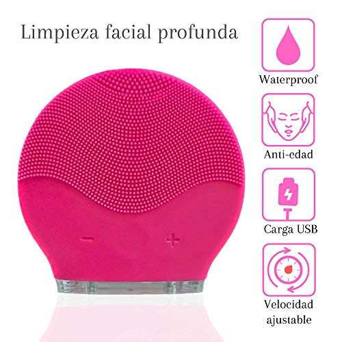 CASHWER Limpiador Facial Masajeador y Rodillo De Jade 100% Natural Cepillo de Limpieza Electrico Silicona Exfoliador Waterproof Cuidado de la piel Antienvejecimiento Recargable Para Regalo