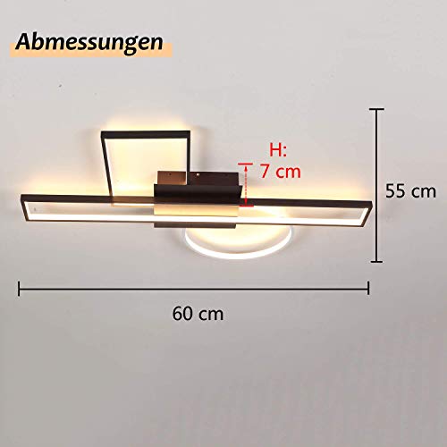 CattleBie Luz de Techo Rectangular LEDDimmable Moderno con el Mando a Distancia Función de Control de Memoria 50W Minimalista Negro Dormitorio de la lámpara del Anillo Redondo Blanco de la lámpara de