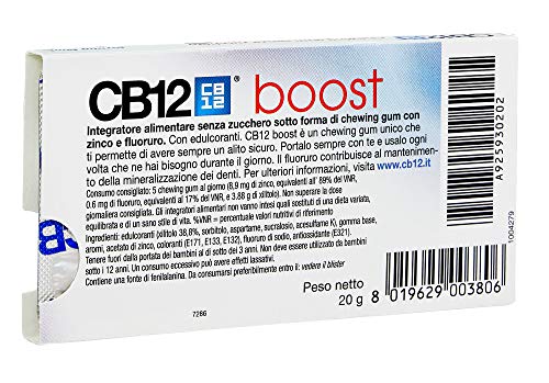 CB12 Boost Azúcar Goma De Mascar Gratis - Fuerte Menta - 10