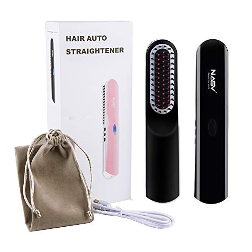 Cepillo Alisador de Barba para Hombres, Plancha Barba Hombre Sin Cable, Temperatura Ajustable, Pantalla LCD digital, Doble Tensión y Portátil para Viajes (Negro)