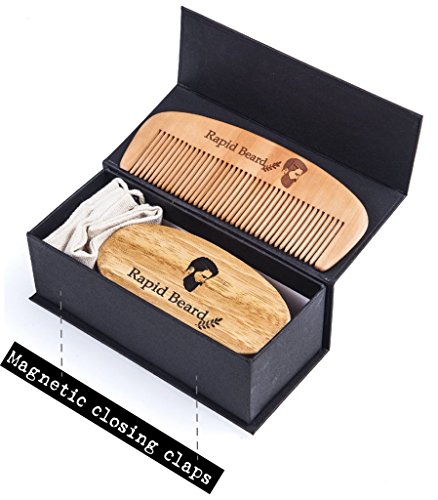 Cepillo para Barba Y Peine para Barba kit de cuidado Para Hombre – Set De Peine De Madera Hecho A Mano Y Cepillo Para Barba De Cerdas Naturales De Jabalí Para Barba de Hombre Y diseño de Bigote