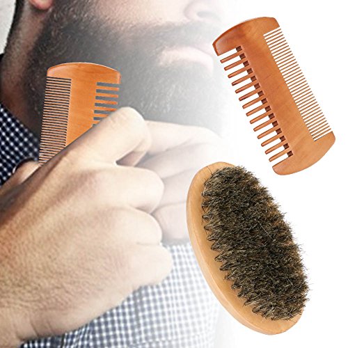 Cepillos de afeitar, Cepillo ovalado para bigote de barba para hombres + Peine Kit de aseo para limpieza de afeitado facial