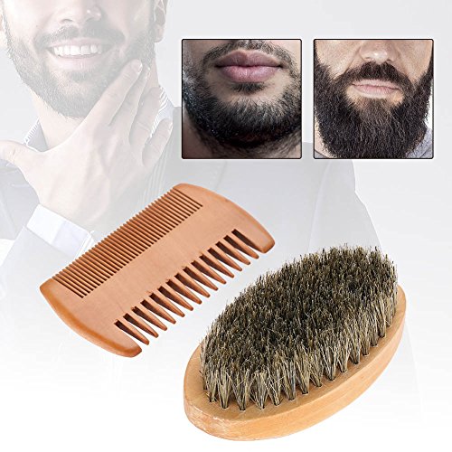 Cepillos de afeitar, Cepillo ovalado para bigote de barba para hombres + Peine Kit de aseo para limpieza de afeitado facial