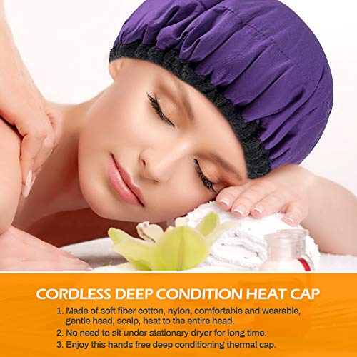 CestMall Cap capilar para acondicionamiento profundo, capilar de tratamiento térmico nutritivo para spa capilar, gorro calefactor apto para microondas interior de linaza elástica portátil