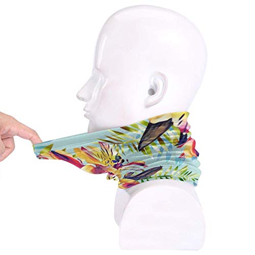 chenguang4422 Bandanas pasamontañas de media cara con flores tropicales, ilustración en acuarela, calentador de cuello de microfibra para exteriores, deportes