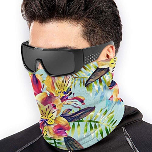 chenguang4422 Bandanas pasamontañas de media cara con flores tropicales, ilustración en acuarela, calentador de cuello de microfibra para exteriores, deportes