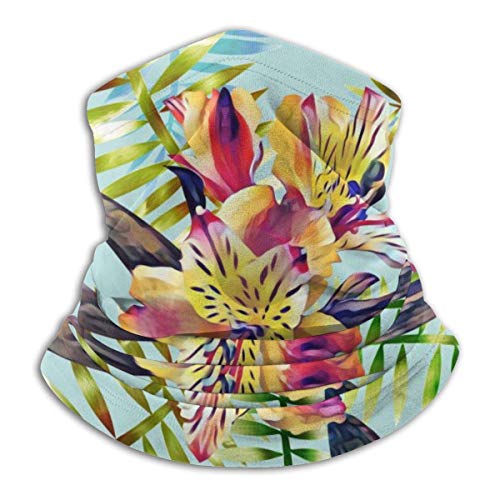 chenguang4422 Bandanas pasamontañas de media cara con flores tropicales, ilustración en acuarela, calentador de cuello de microfibra para exteriores, deportes