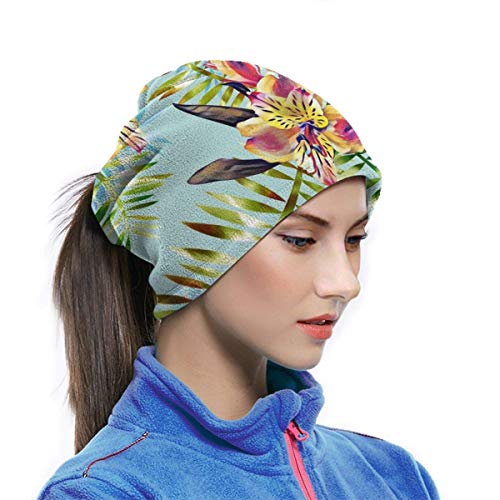 chenguang4422 Bandanas pasamontañas de media cara con flores tropicales, ilustración en acuarela, calentador de cuello de microfibra para exteriores, deportes