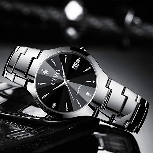 CIVO Relojes para Hombre Acero Inoxidable Impermeable Reloj de Pulsera Fecha Calendario Clásicos Analogicos Reloj de Cuarzo Negocio Casual Simple con Correa de Plata