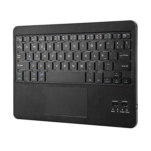 CoastaCloud- QWERTY Español Delgado Teclado Bluetooth con una Función de Multi- touchpad y batería Recargable para Cualquier Windows/Android OS Tablet (Negro)