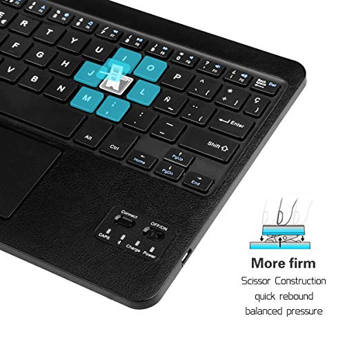 CoastaCloud- QWERTY Español Delgado Teclado Bluetooth con una Función de Multi- touchpad y batería Recargable para Cualquier Windows/Android OS Tablet (Negro)