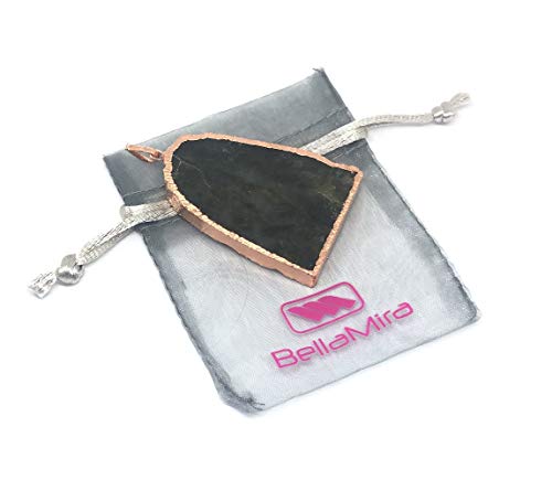 Colgante de labradorita energizada chapado en oro rosa, piedra natural pulida para la protección de la ansiedad y la depresión – Se envía en bolsa de regalo de organza.